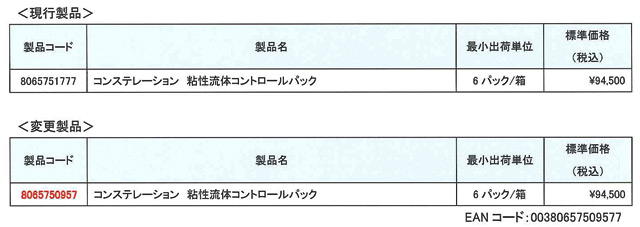 コンステレーション粘性流体コントロールパック仕様変更